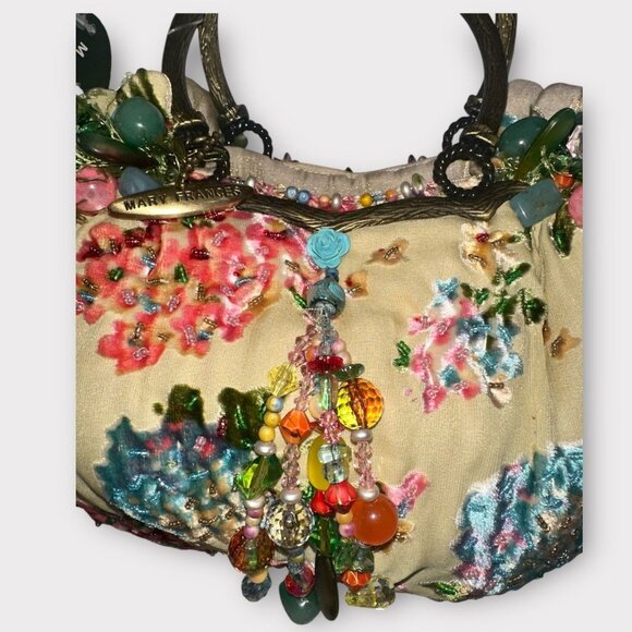 VTG Mary Frances Bag 824 Yellow Handmade Beaded Bouquet Top Handle Satchel NWT - Picture 4 of 9